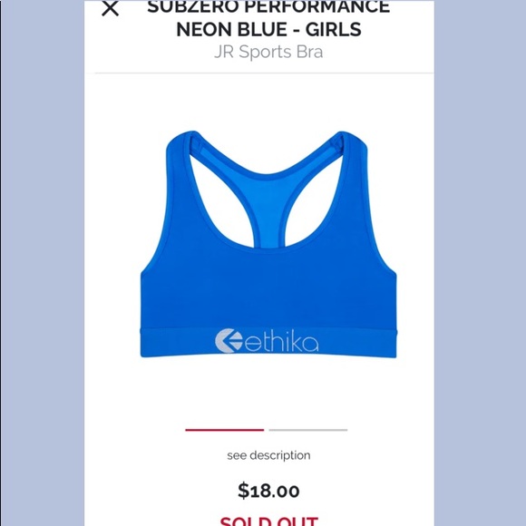ETHIKA ‘SubZero Neon Blue’ Jr. Girls S Sports Bra!